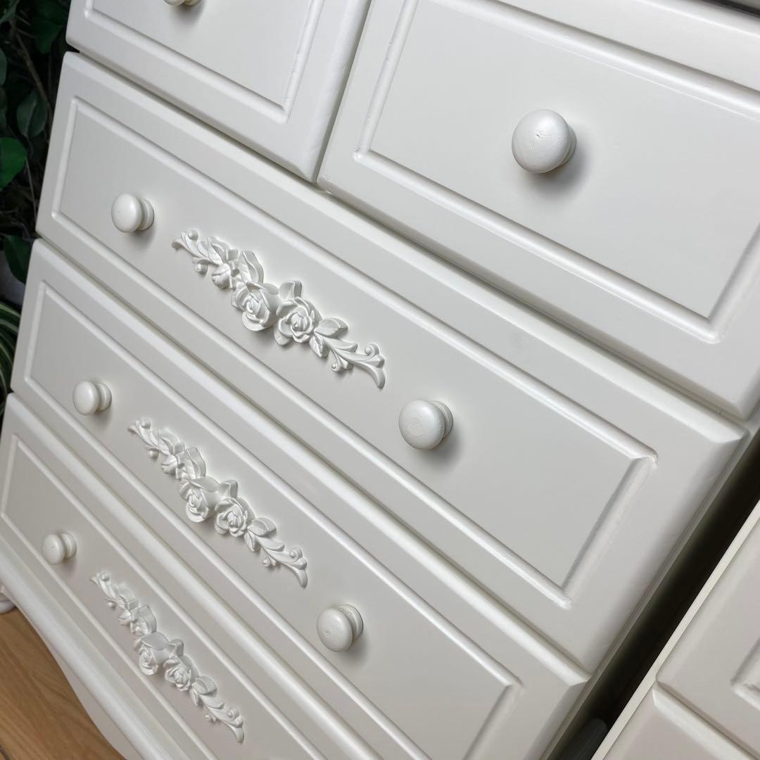 フレンチカントリー調北欧ホワイトチェスト二点セット洋タンス収納家具姫系姫かわ