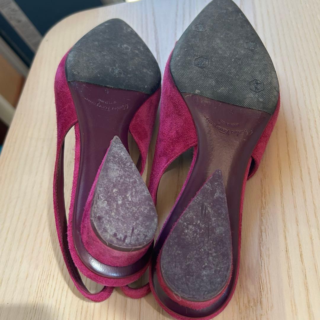 フェラガモ　ベロア　フラットパンプス　6d