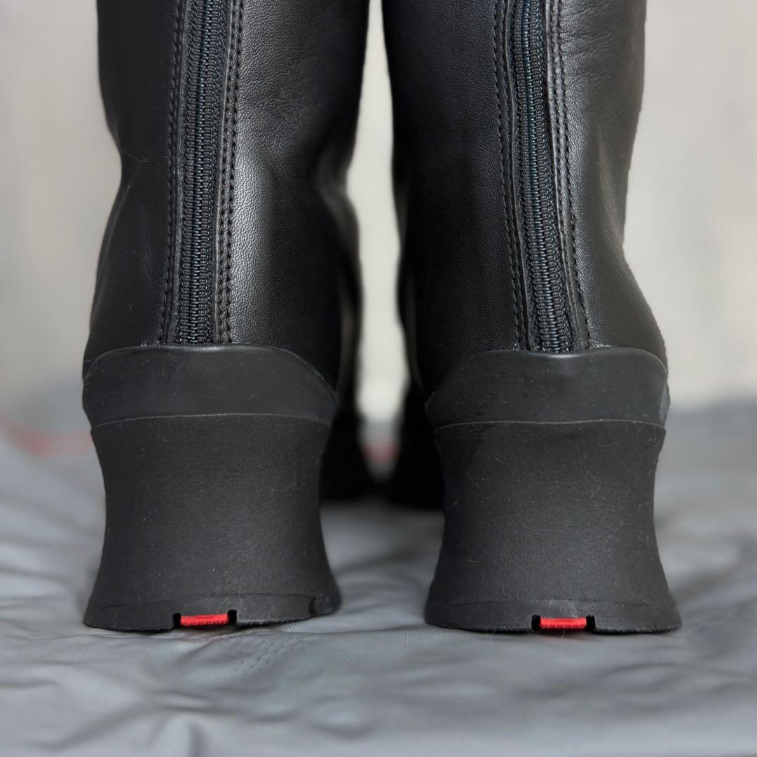 美品♡36♡23cm♡PRADA プラダ レッド ロゴ レザー ロングブーツ