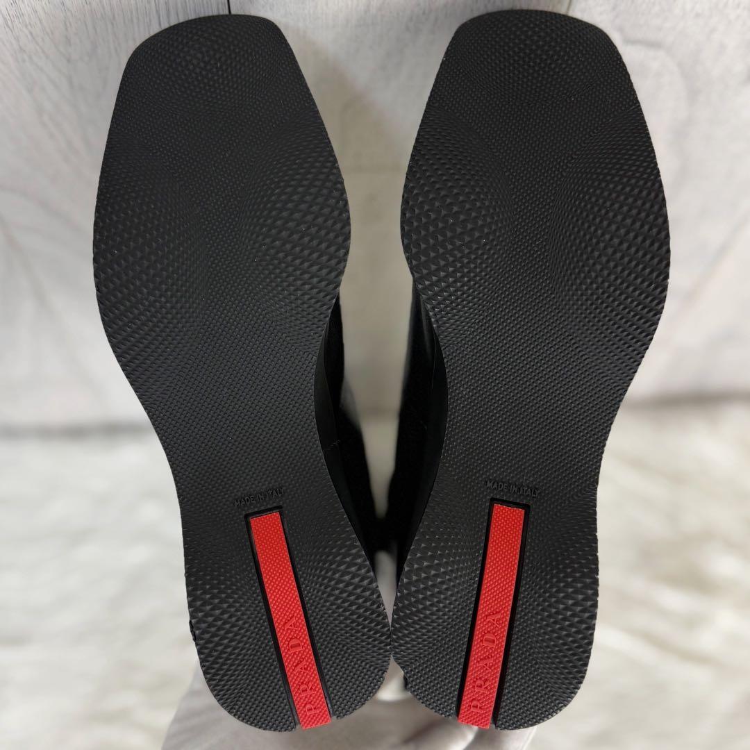 美品♡36♡23cm♡PRADA プラダ レッド ロゴ レザー ロングブーツ