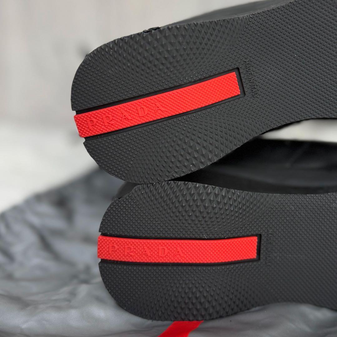 美品♡36♡23cm♡PRADA プラダ レッド ロゴ レザー ロングブーツ
