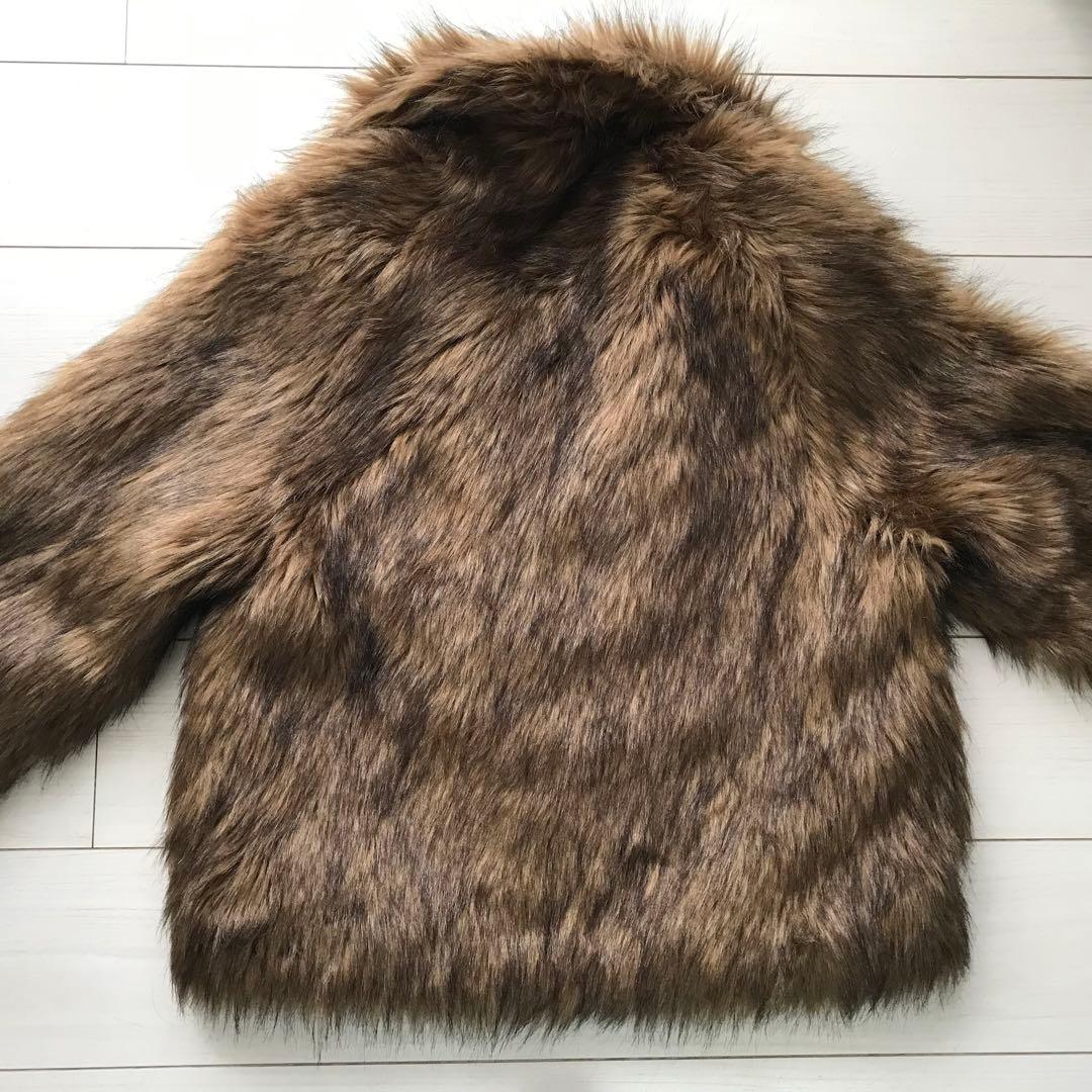 MURUA フェイクファーラインジャガードコート ブラウン