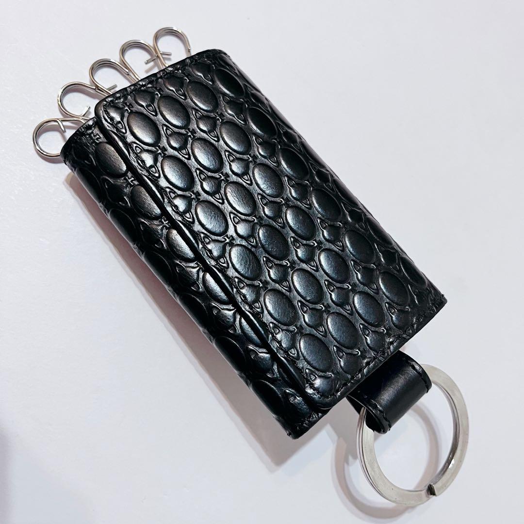 Vivienne Westwood オーブ 型押しレザー 5連キーケース 黒