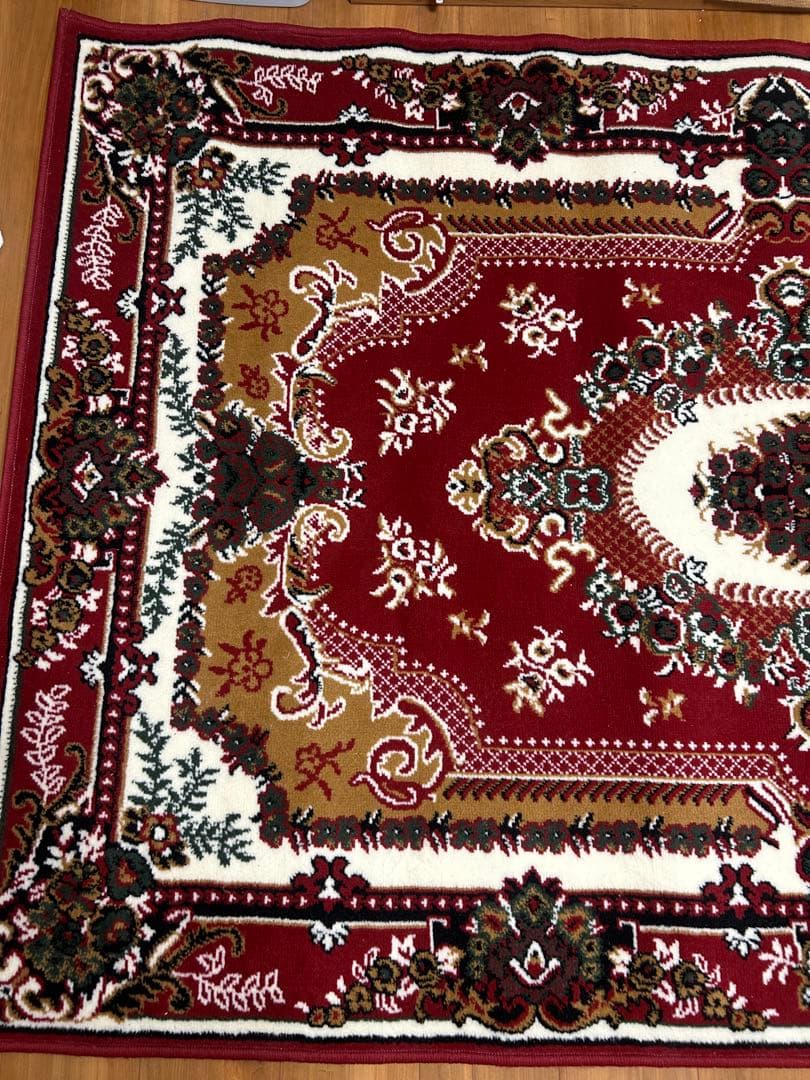 【美品】 ウィルトン織 絨毯 カーペット ラグ レッド 花柄 160×230㎝