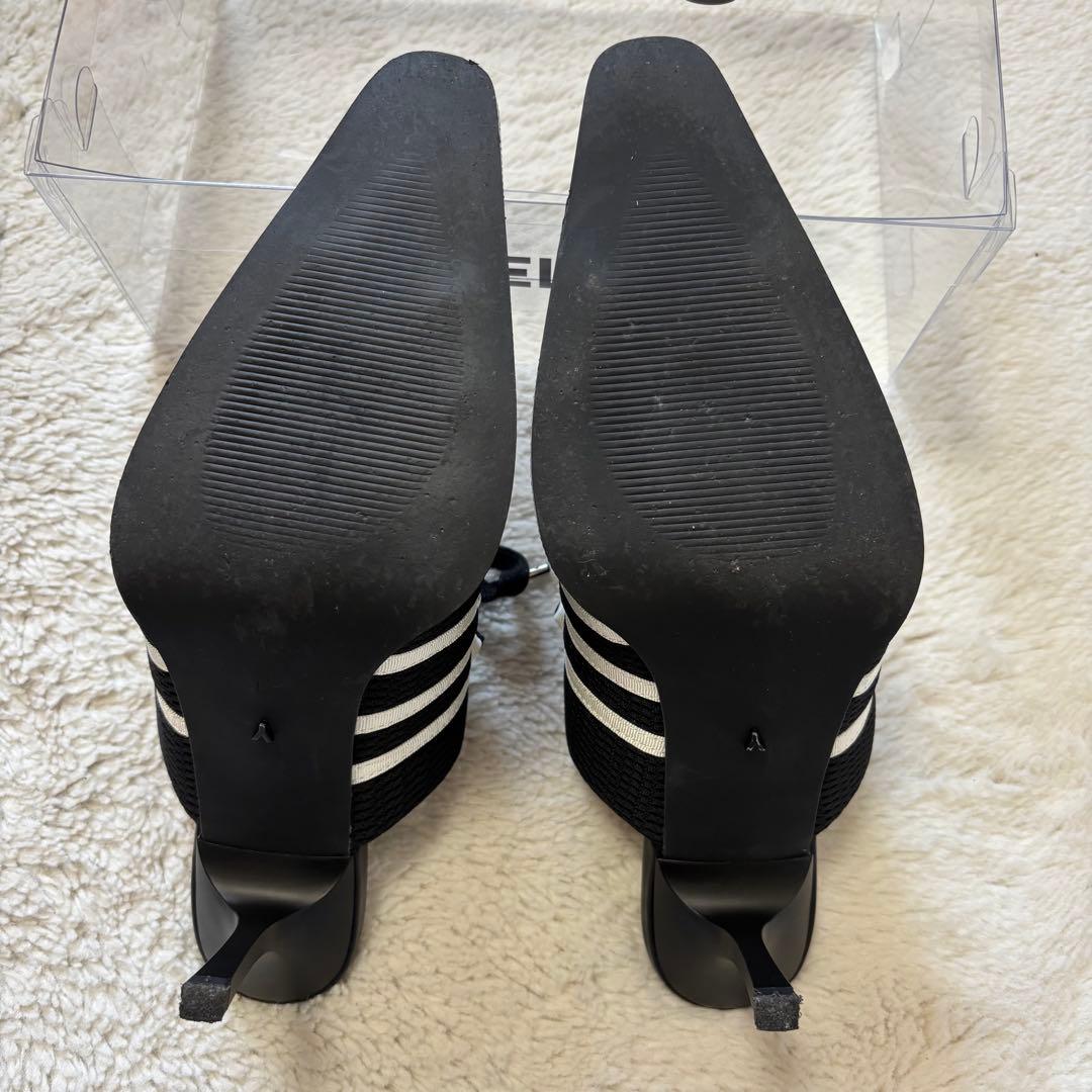 【美品‼️】YELLO ブラックホワイト ストライプ ミュール