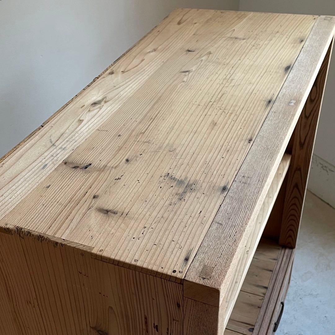 古いガラス戸棚　水屋箪笥　レトロ　食器棚　アンティーク　古道具