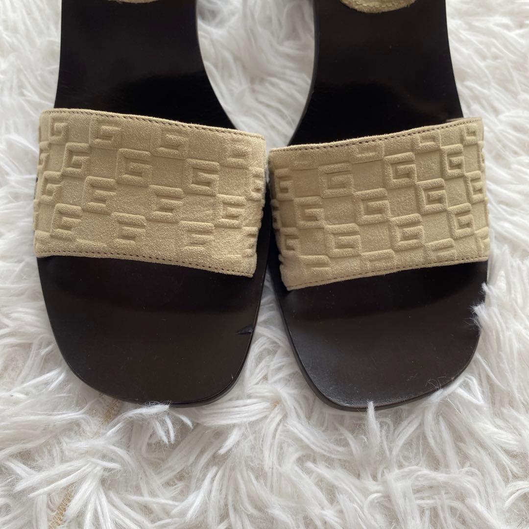 希少　【GUCCI】グッチ　ミュール　サンダル　ヒール　ベージュ　6B 金具