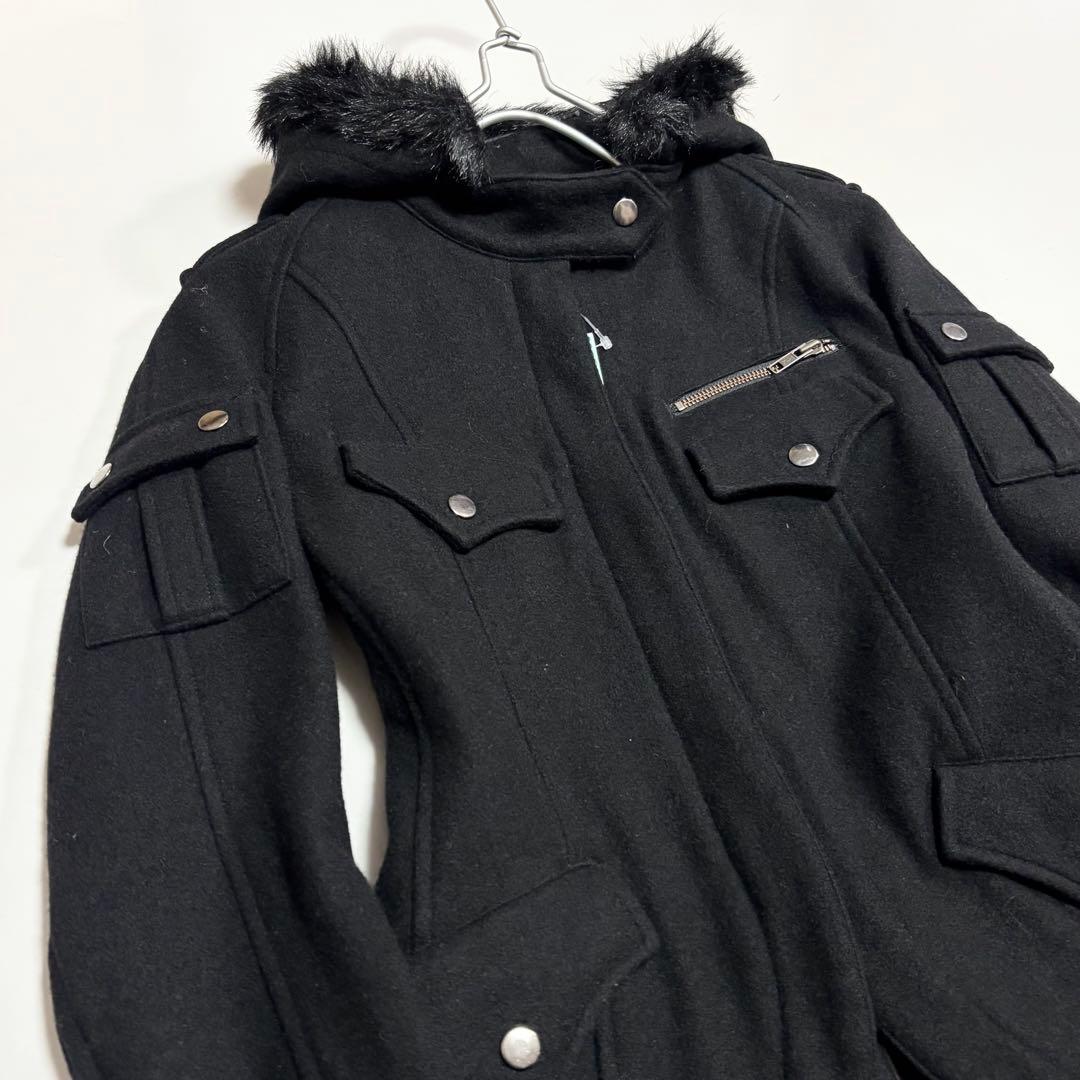 BPN　ブラックピースナウ　黒　燕尾　ファー・フーディ　コート