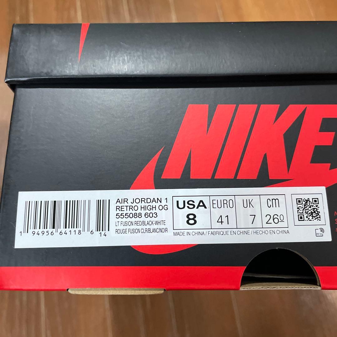 シューズ(男性用) NIKE AIR JORDAN 1 HIGH OG FUSION RED