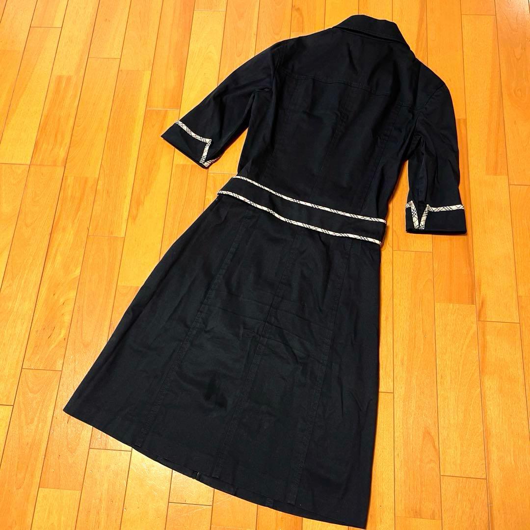 ♡大人気♡ バーバリーブルーレーベル♡フルジップ シャツワンピース ベルト付 黒