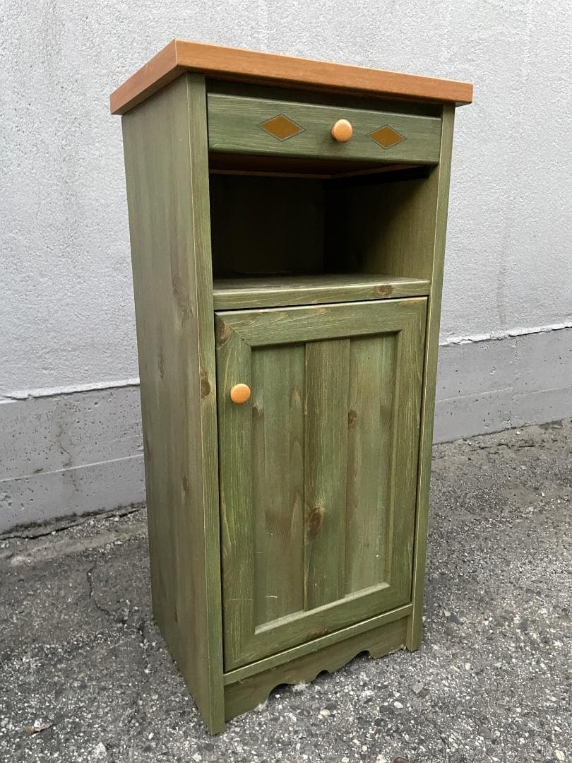 ★状態〇★ 北欧調 パステルグリーン ウッドチェスト 木製 引出 箪笥 タンス