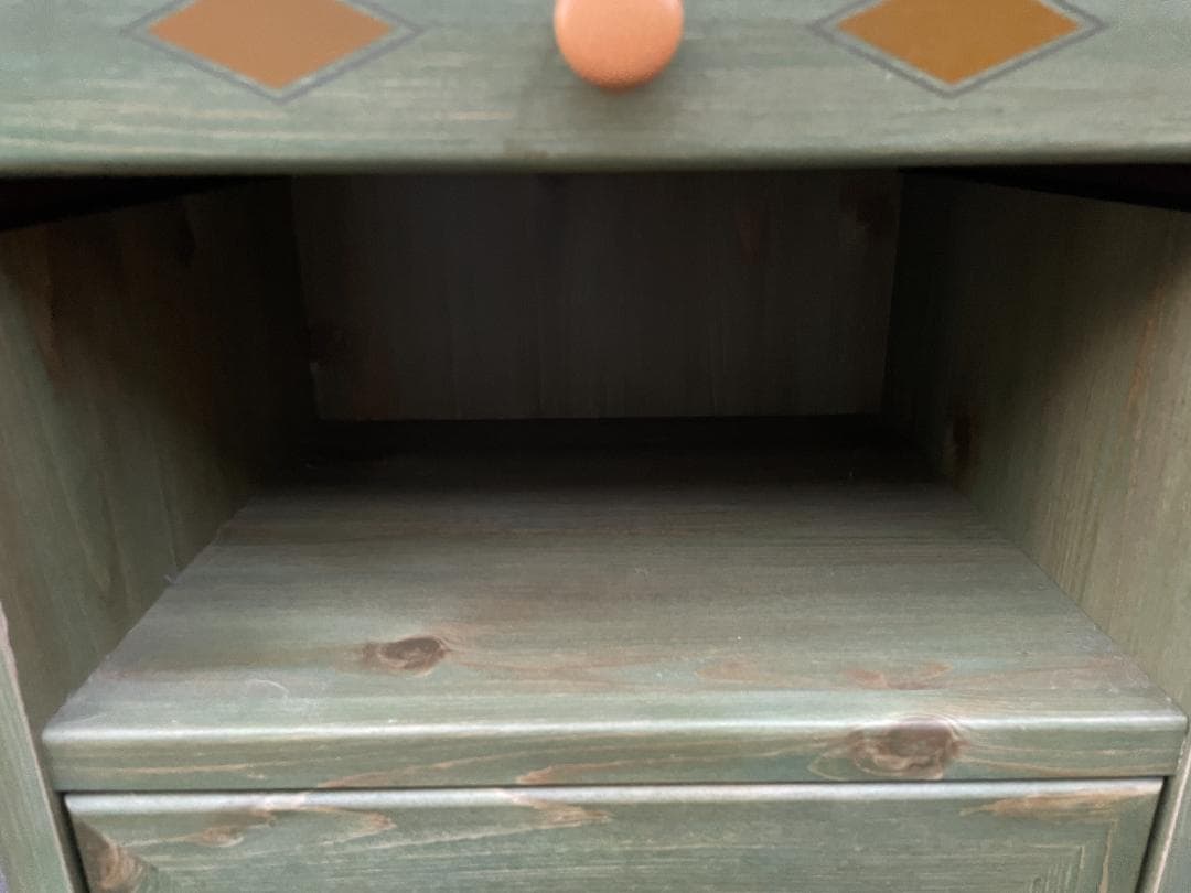 ★状態〇★ 北欧調 パステルグリーン ウッドチェスト 木製 引出 箪笥 タンス