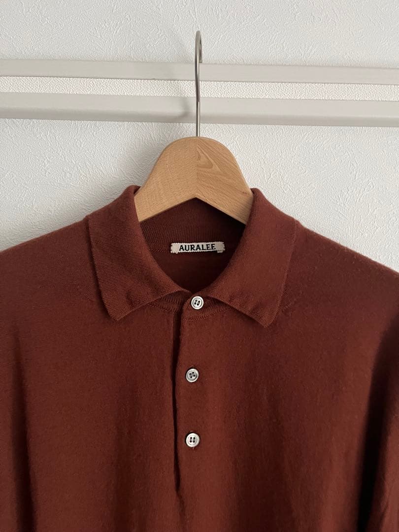 オーラリー AURALEE ウールカシミヤ ハイゲージニットポロ サイズ1
