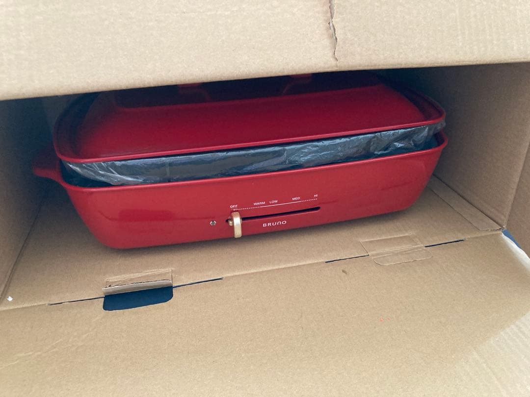BRUNO ホットプレート レッド 蓋付き