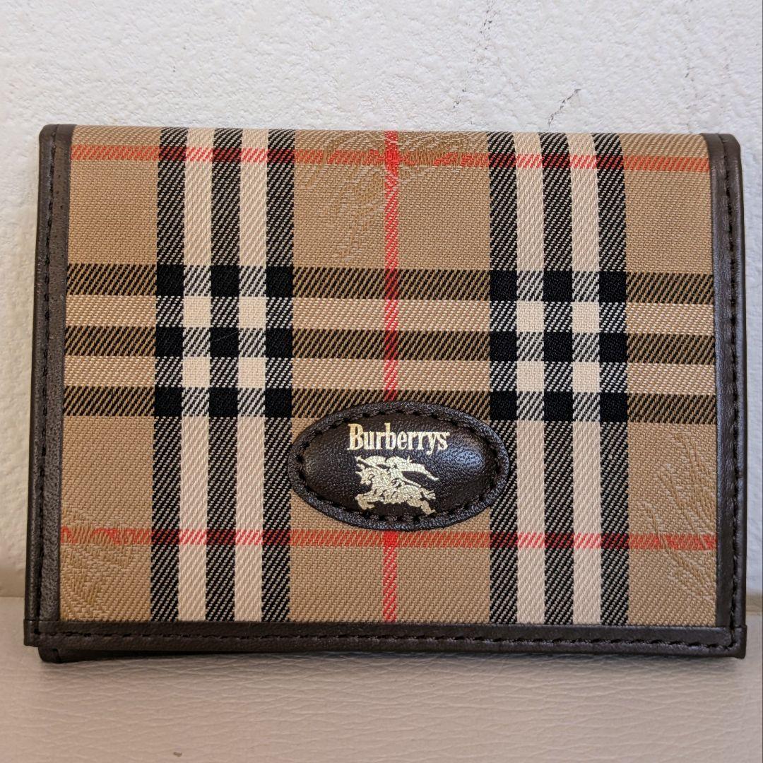 新品未使用✨バーバリー　ノバチェック　キャンバス　レザー　ホース柄　名刺入れ