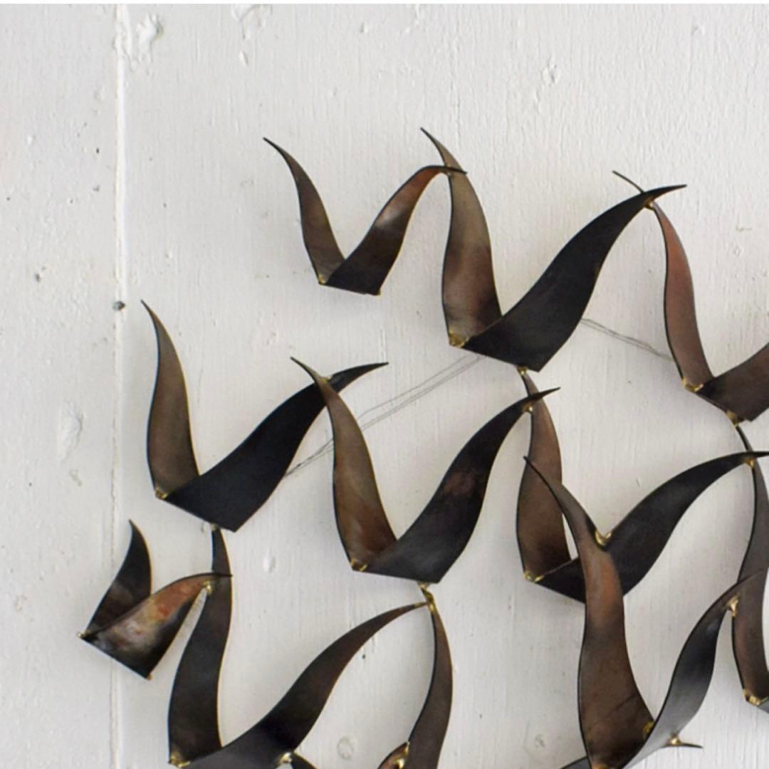 金属製の鳥のオブジェ　アンティーク　壁飾り