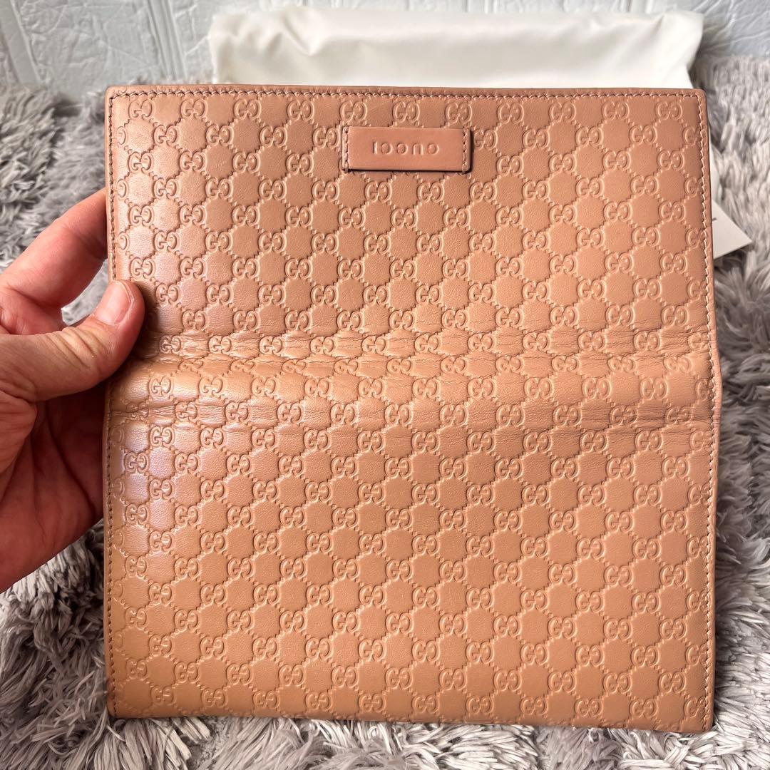 極美品✨GUCCI マイクロシマ　長財布　ベージュ　メンズ　レディース