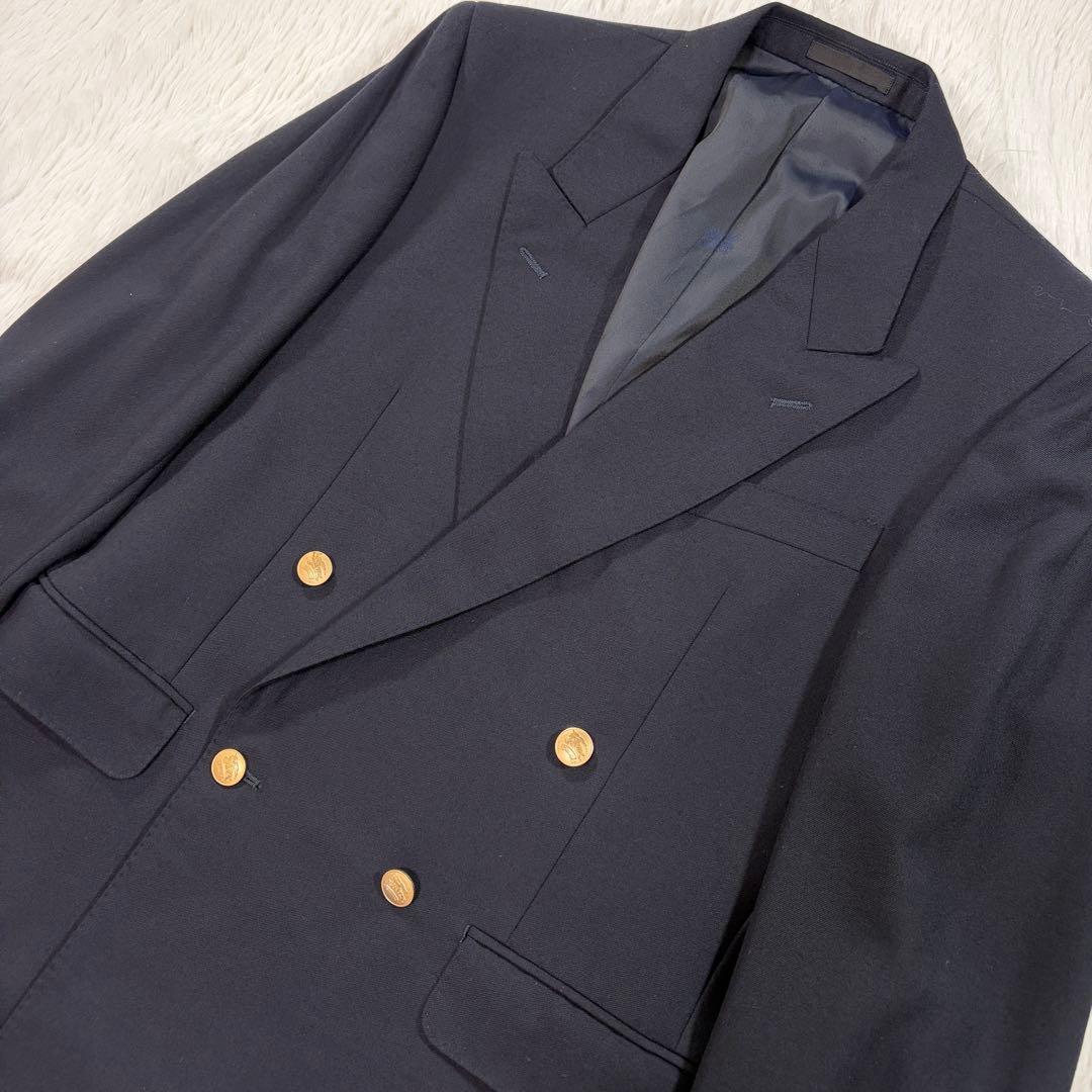 極美品 バーバリー 紺ブレ 刻印金ボタン ネイビー ダブル Mサイズ