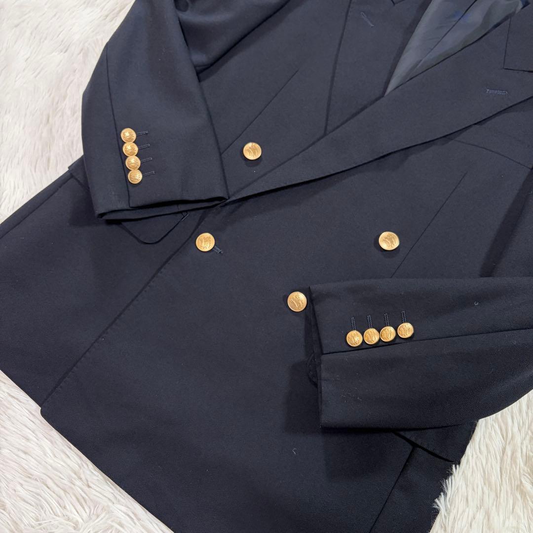 極美品 バーバリー 紺ブレ 刻印金ボタン ネイビー ダブル Mサイズ
