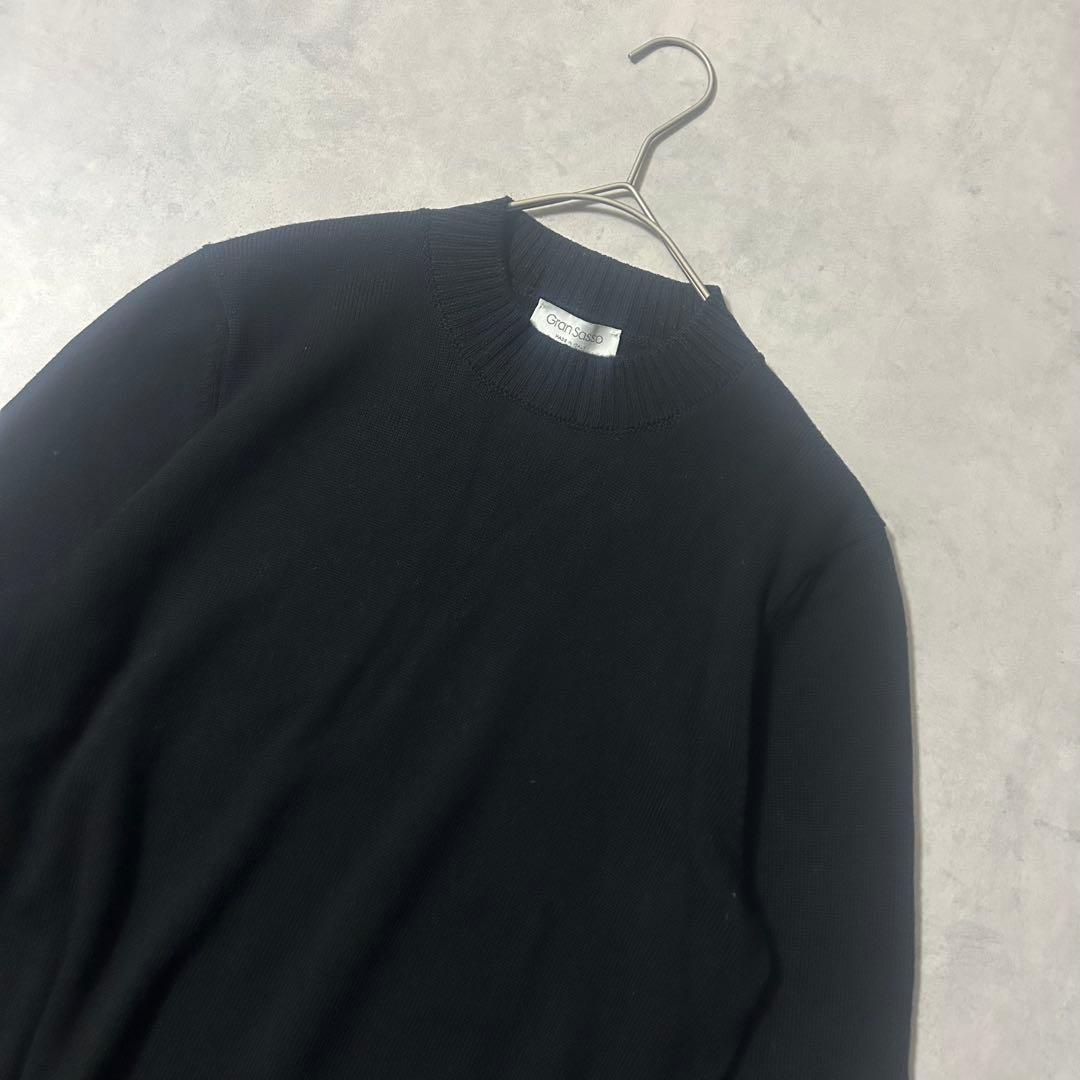 グランサッソ ニット モックネック ハイゲージ プルオーバー イタリア製 黒