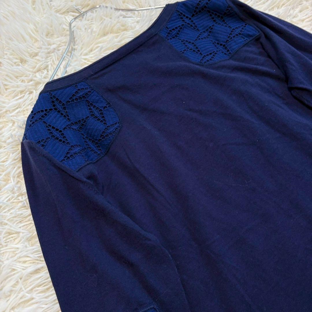 y8484 良品✨ルイヴィトン イタリア製 ロング丈長袖カットソー 濃紺 綺麗め