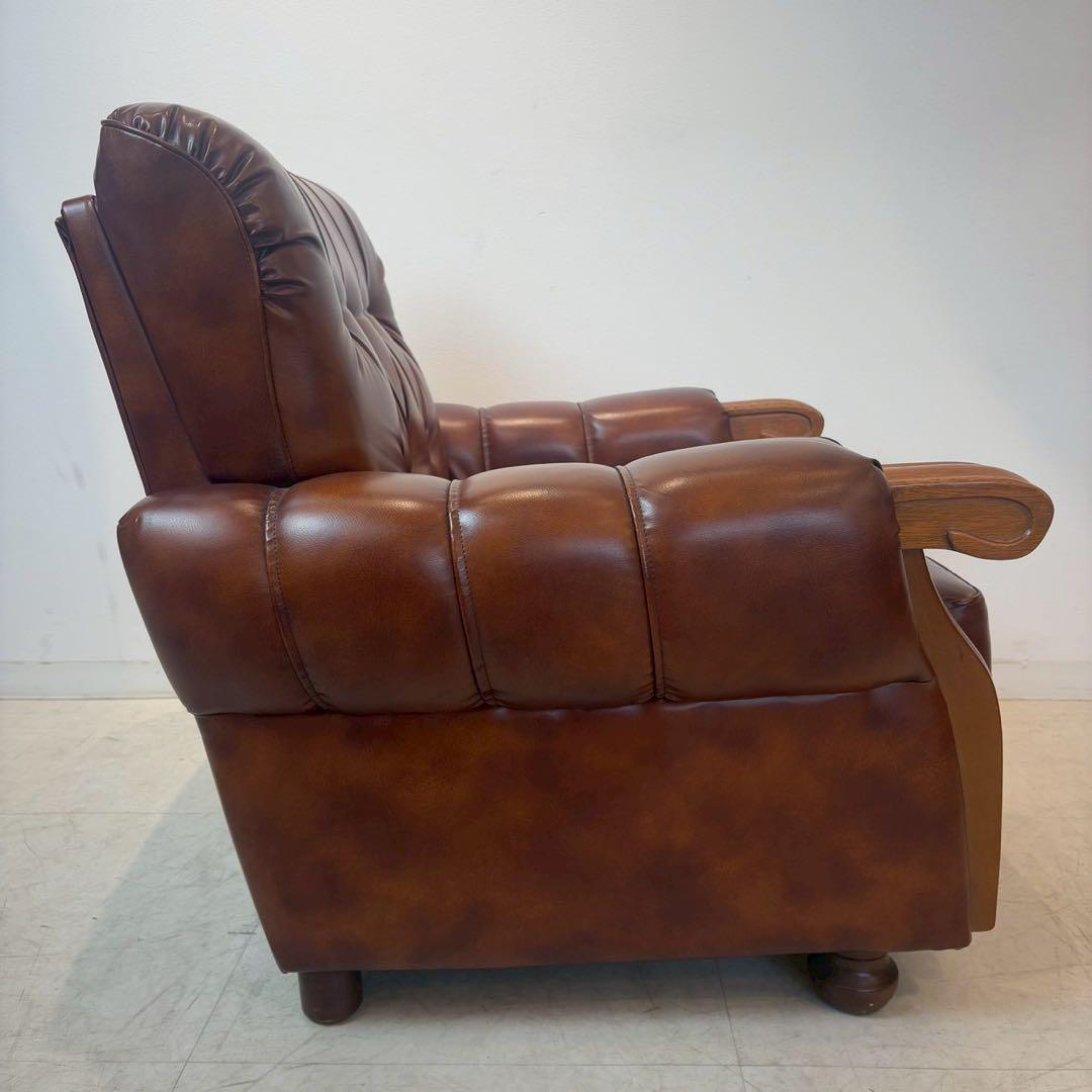 西洋アンティーク レザー 1人掛けソファ ロビーチェア 昭和レトロ 2/2