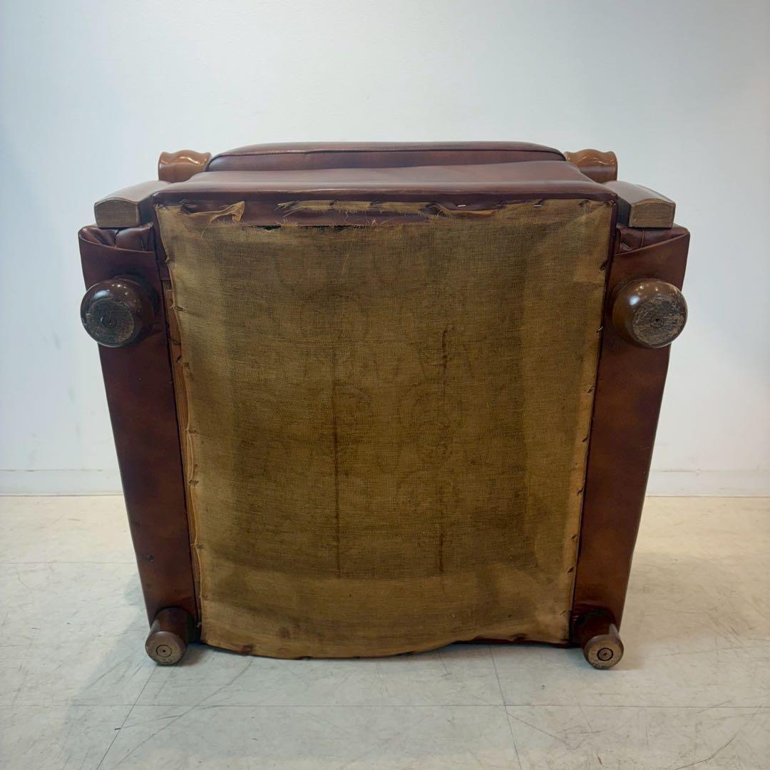 西洋アンティーク レザー 1人掛けソファ ロビーチェア 昭和レトロ 2/2