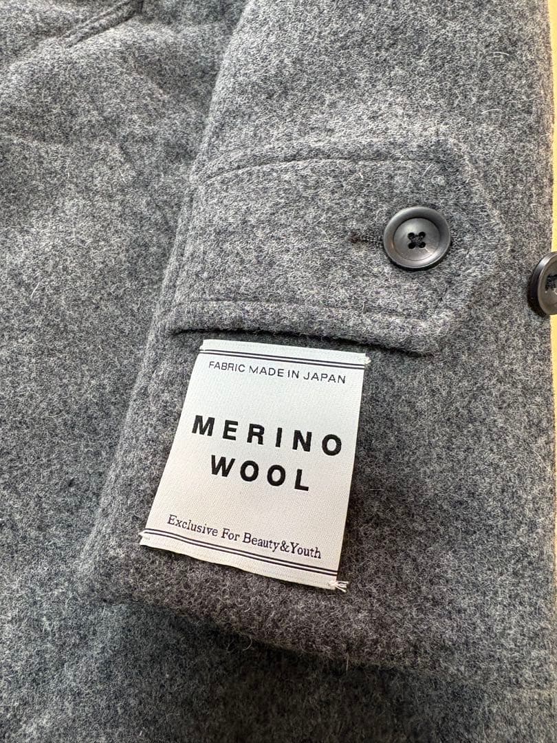 新品★BEAUTY&YOUTH★メリノウール★ダウンジャケット★グレーM★フード