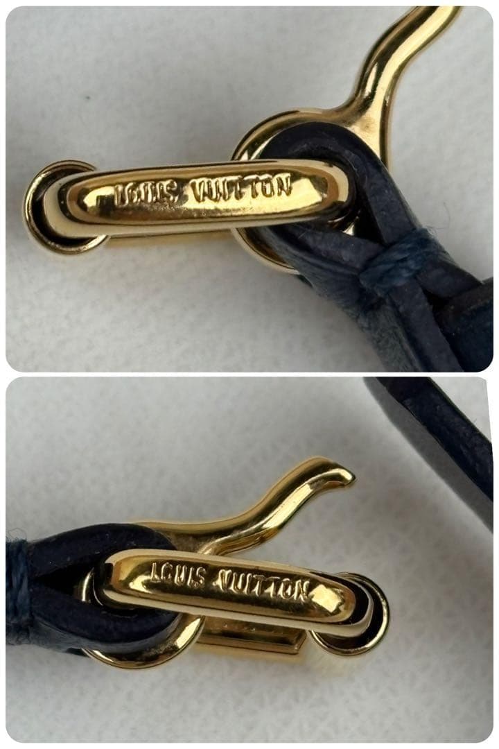 ルイヴィトン ネイビー レザー バングル ブレスレット レディース ネイビー