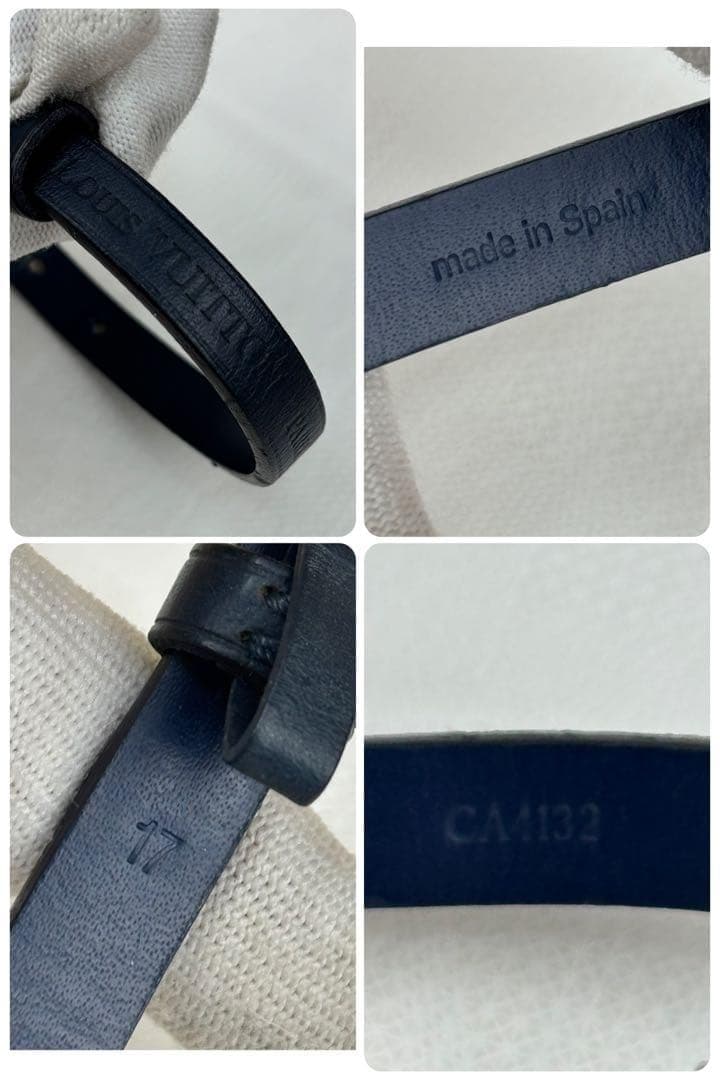 ルイヴィトン ネイビー レザー バングル ブレスレット レディース ネイビー