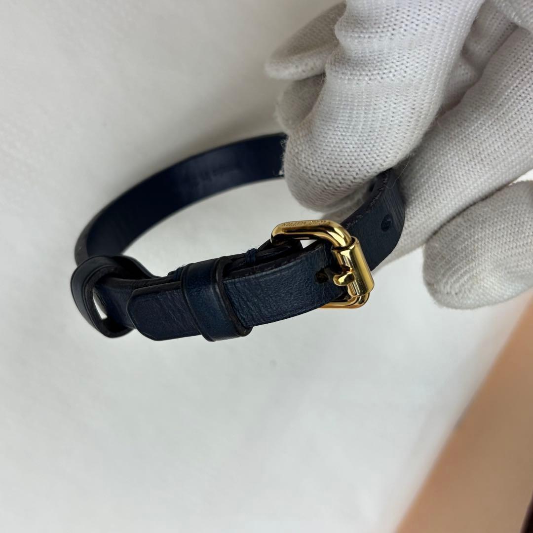 ルイヴィトン ネイビー レザー バングル ブレスレット レディース ネイビー