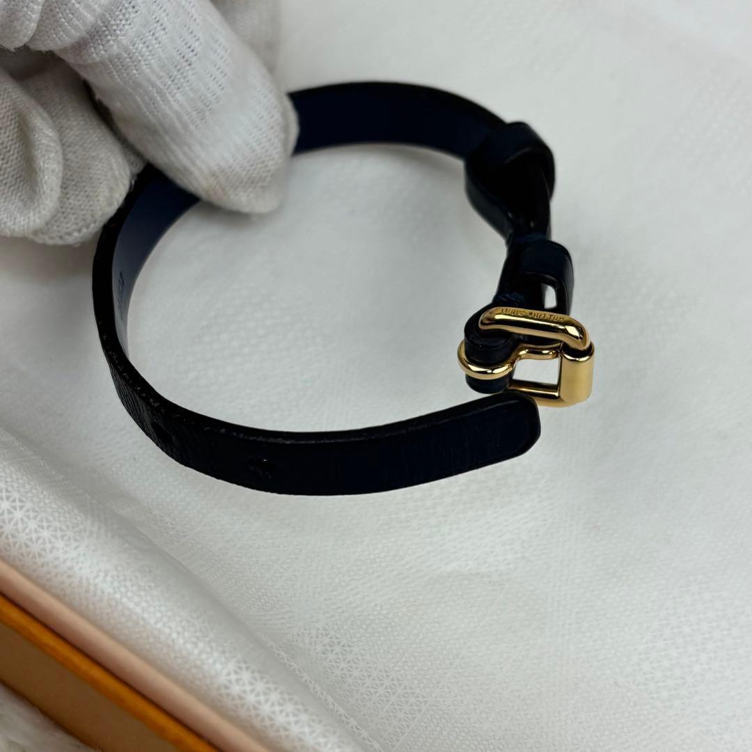 ルイヴィトン ネイビー レザー バングル ブレスレット レディース ネイビー