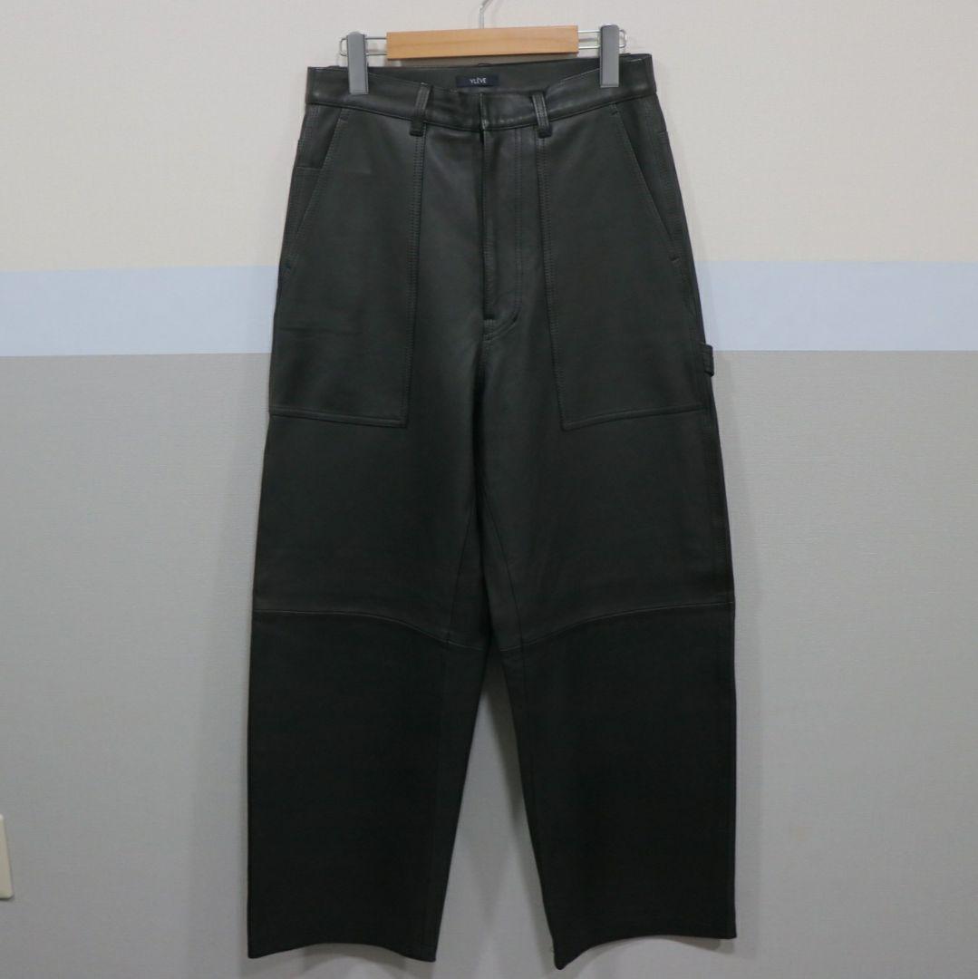 YLEVE SHEEP LEATHER PAINTER PANTS ブラック