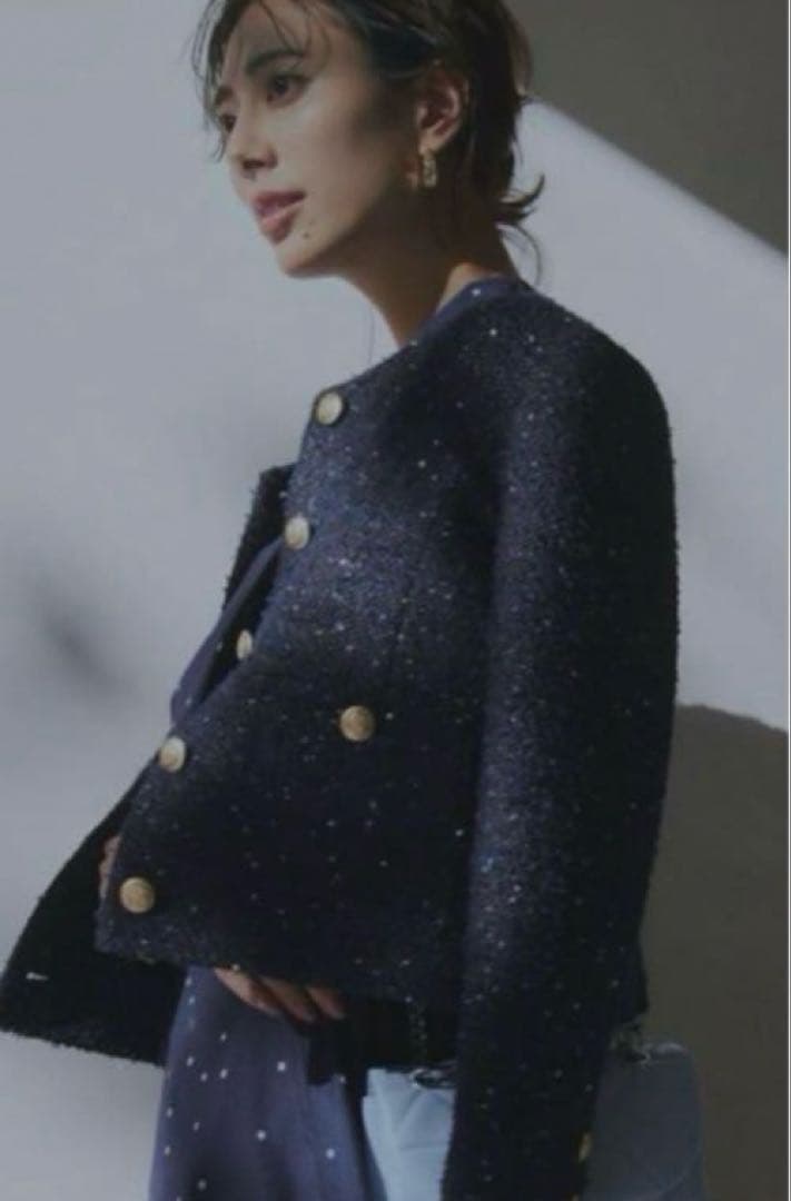 233【新品タグ付】JUSGLITTY スパンコールツイードジャケット