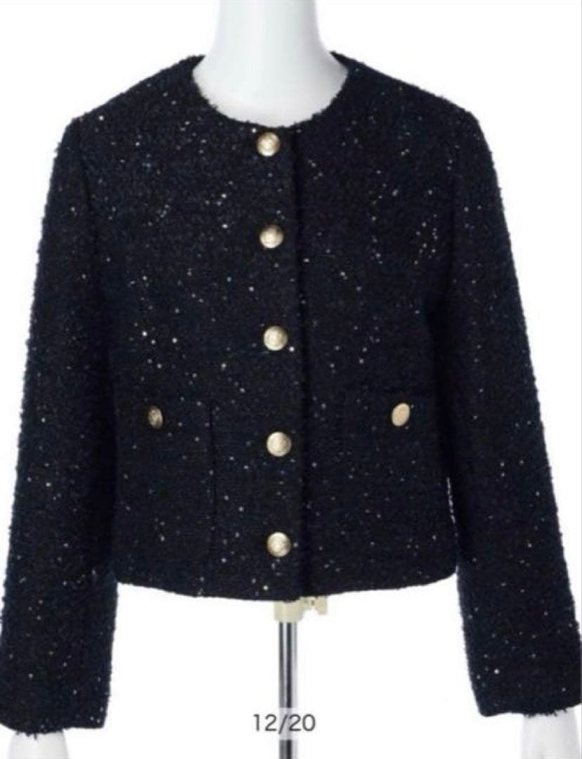 233【新品タグ付】JUSGLITTY スパンコールツイードジャケット