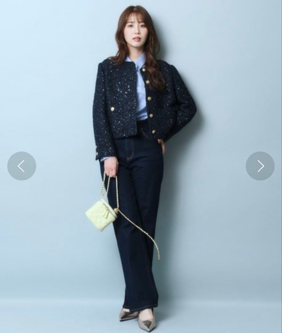 233【新品タグ付】JUSGLITTY スパンコールツイードジャケット