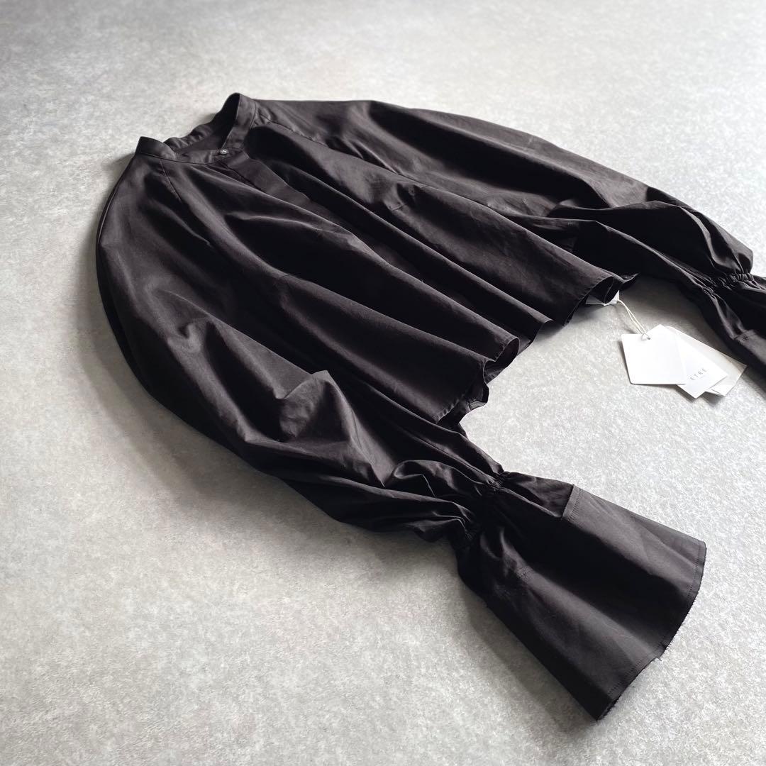 ETRE TOKYO カーブスリーブバンドカラーシャツ ブラック 日本製