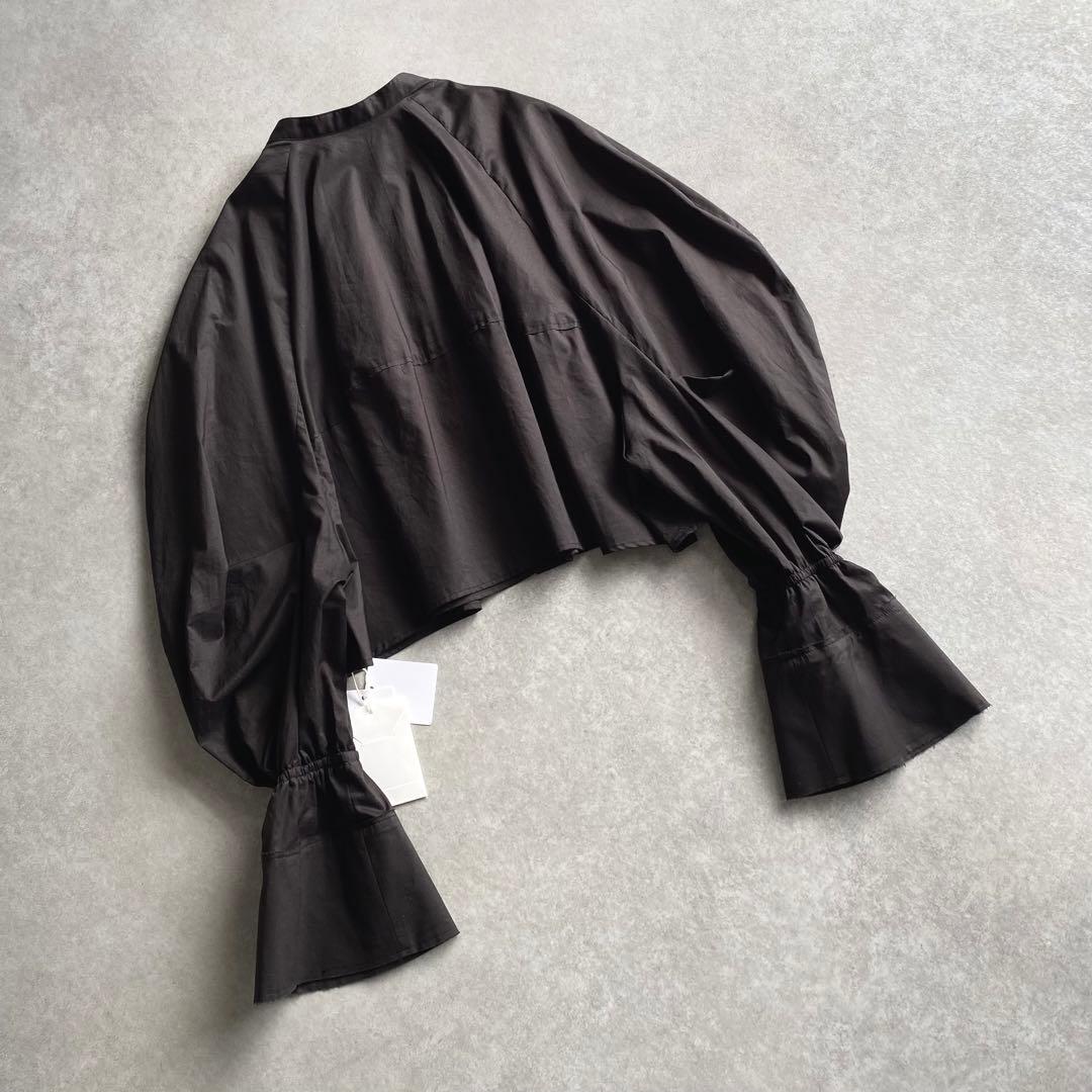 ETRE TOKYO カーブスリーブバンドカラーシャツ ブラック 日本製