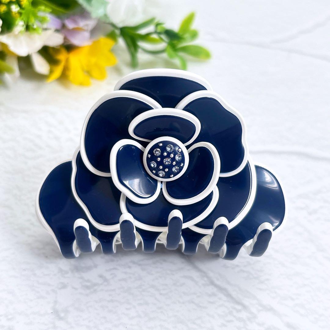 希少美品 Alexandre De Paris カメリア ヘアクリップ ネイビー