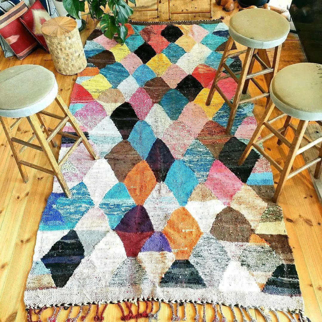 【90s】超大判! L297cm モロッコ製 ヴィンテージラグ トライバルラグ