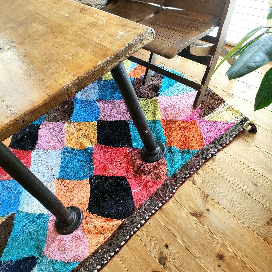 【90s】超大判! L297cm モロッコ製 ヴィンテージラグ トライバルラグ