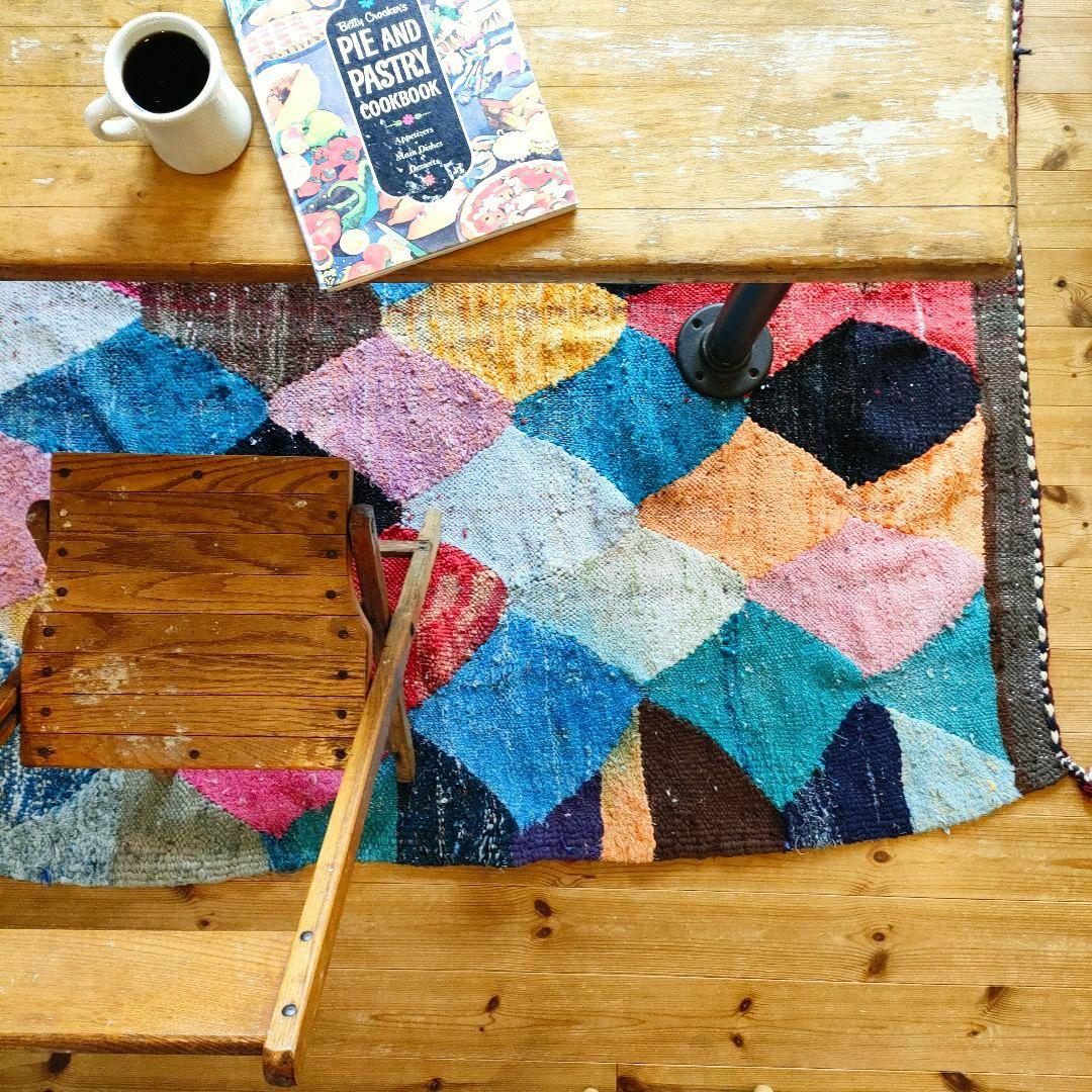 【90s】超大判! L297cm モロッコ製 ヴィンテージラグ トライバルラグ