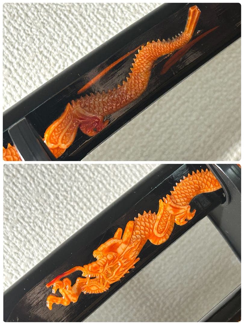 日本製　模造刀 2本セット 刀掛台付き 龍柄 黒色 観賞用　小道具　コスプレ