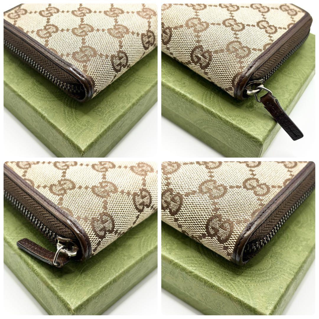✨美品✨GUCCI 長財布　GGキャンバス GG柄　ラウンドファスナー　ブラウン