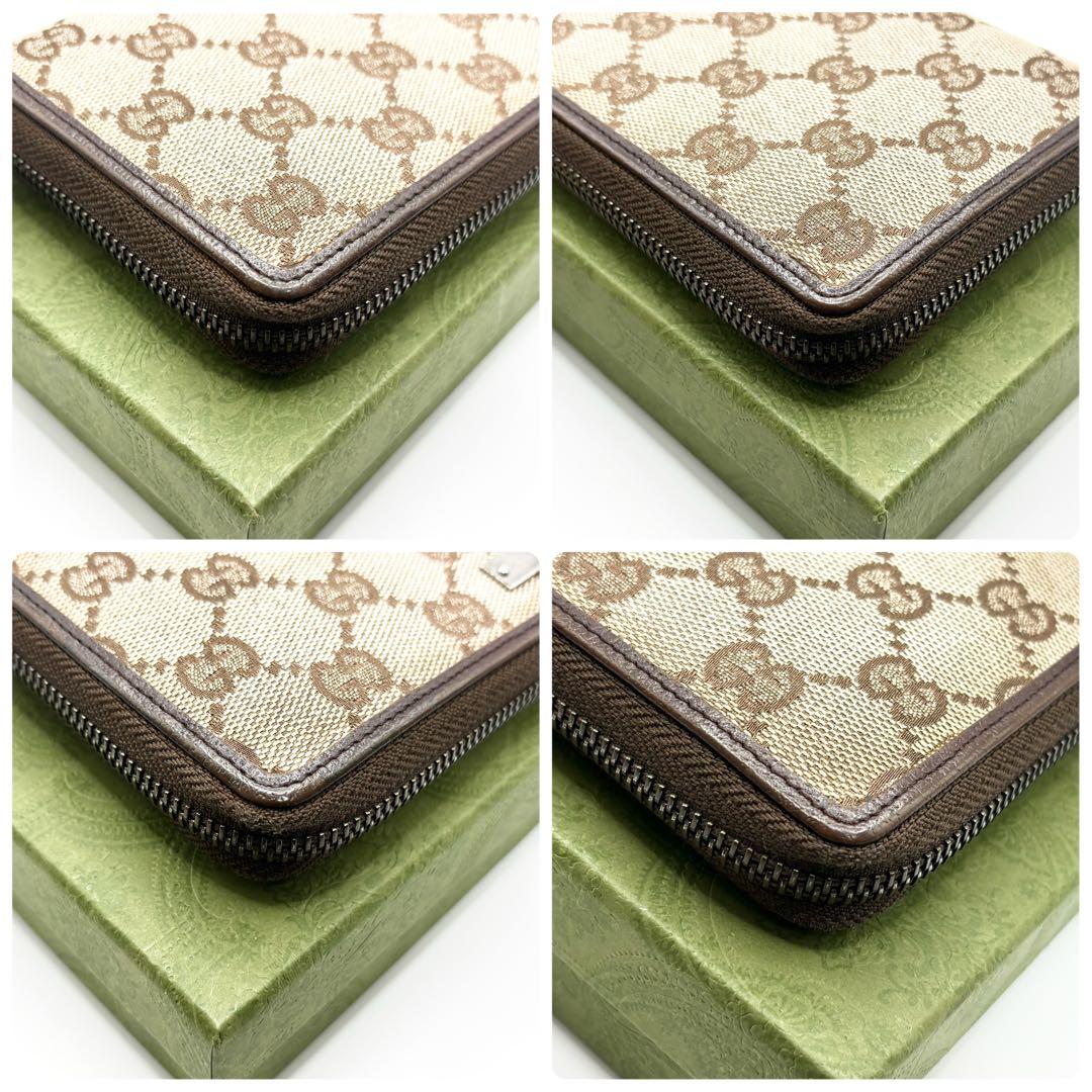 ✨美品✨GUCCI 長財布　GGキャンバス GG柄　ラウンドファスナー　ブラウン