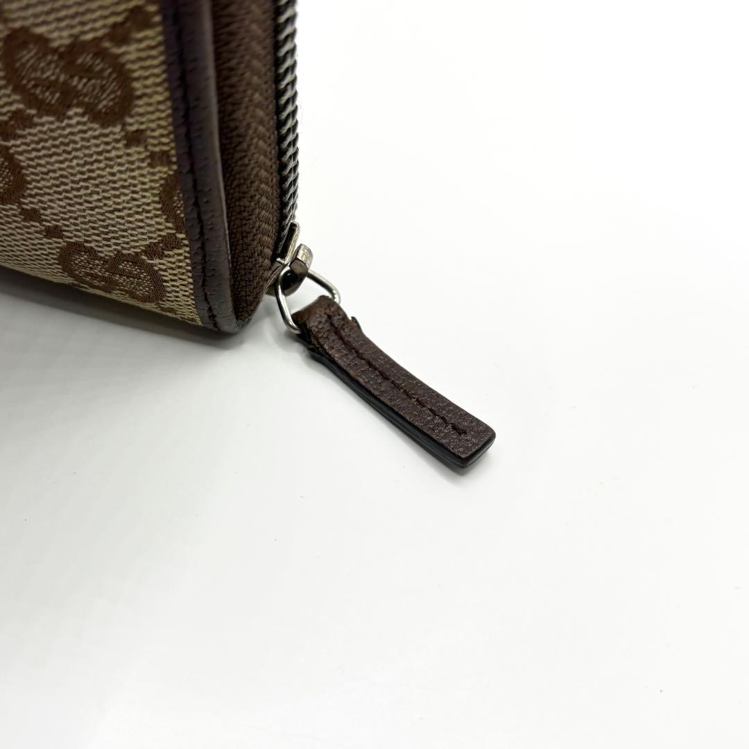 ✨美品✨GUCCI 長財布　GGキャンバス GG柄　ラウンドファスナー　ブラウン
