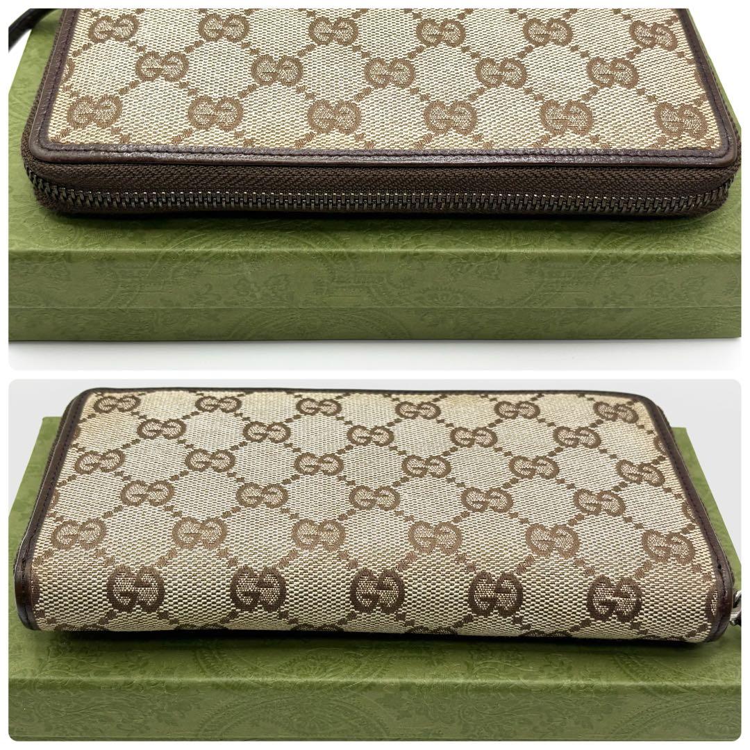 ✨美品✨GUCCI 長財布　GGキャンバス GG柄　ラウンドファスナー　ブラウン