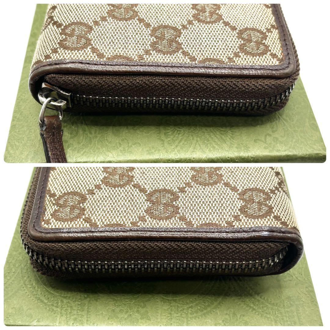✨美品✨GUCCI 長財布　GGキャンバス GG柄　ラウンドファスナー　ブラウン