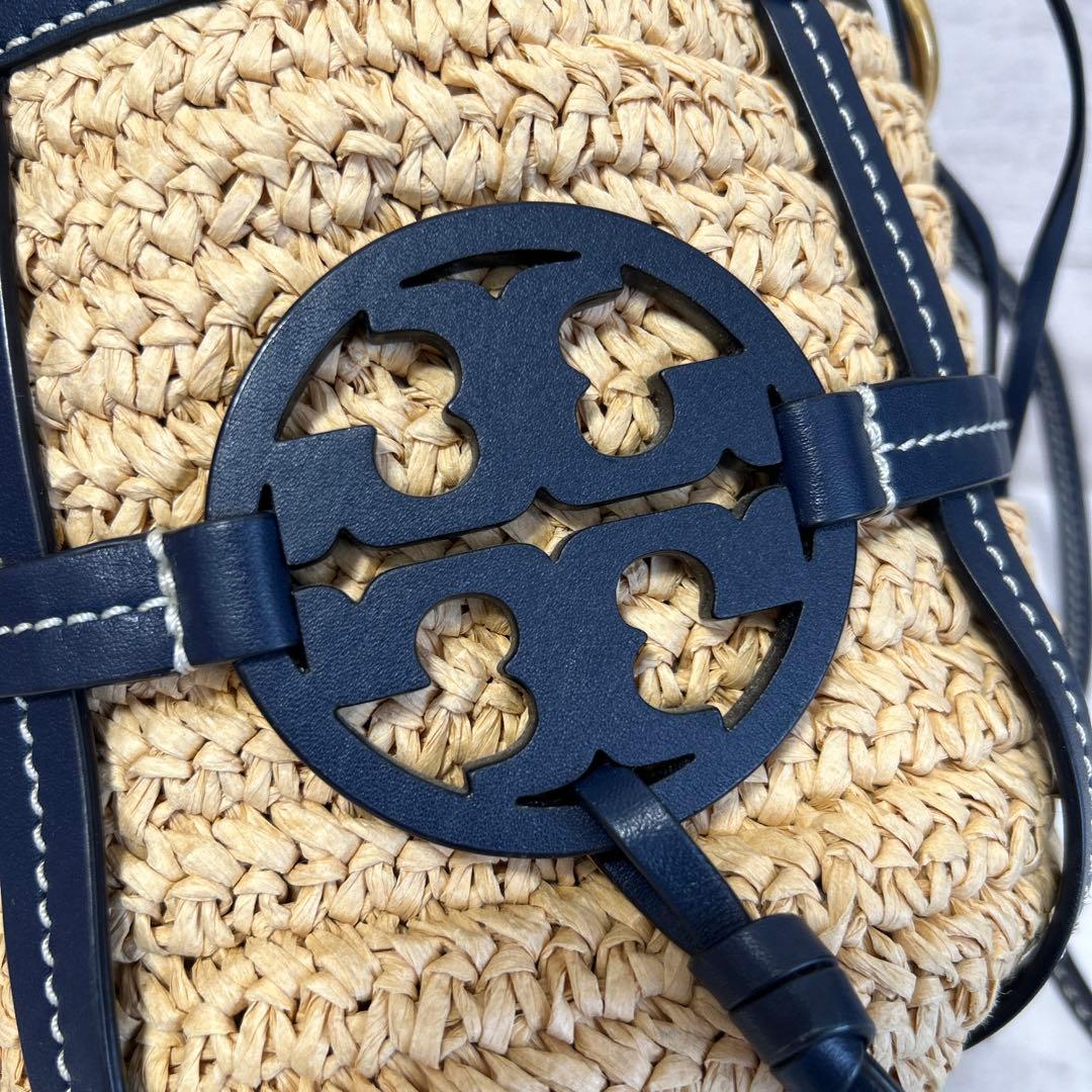 美品　トリーバーチ　Miller Straw Mini Bucket Bag