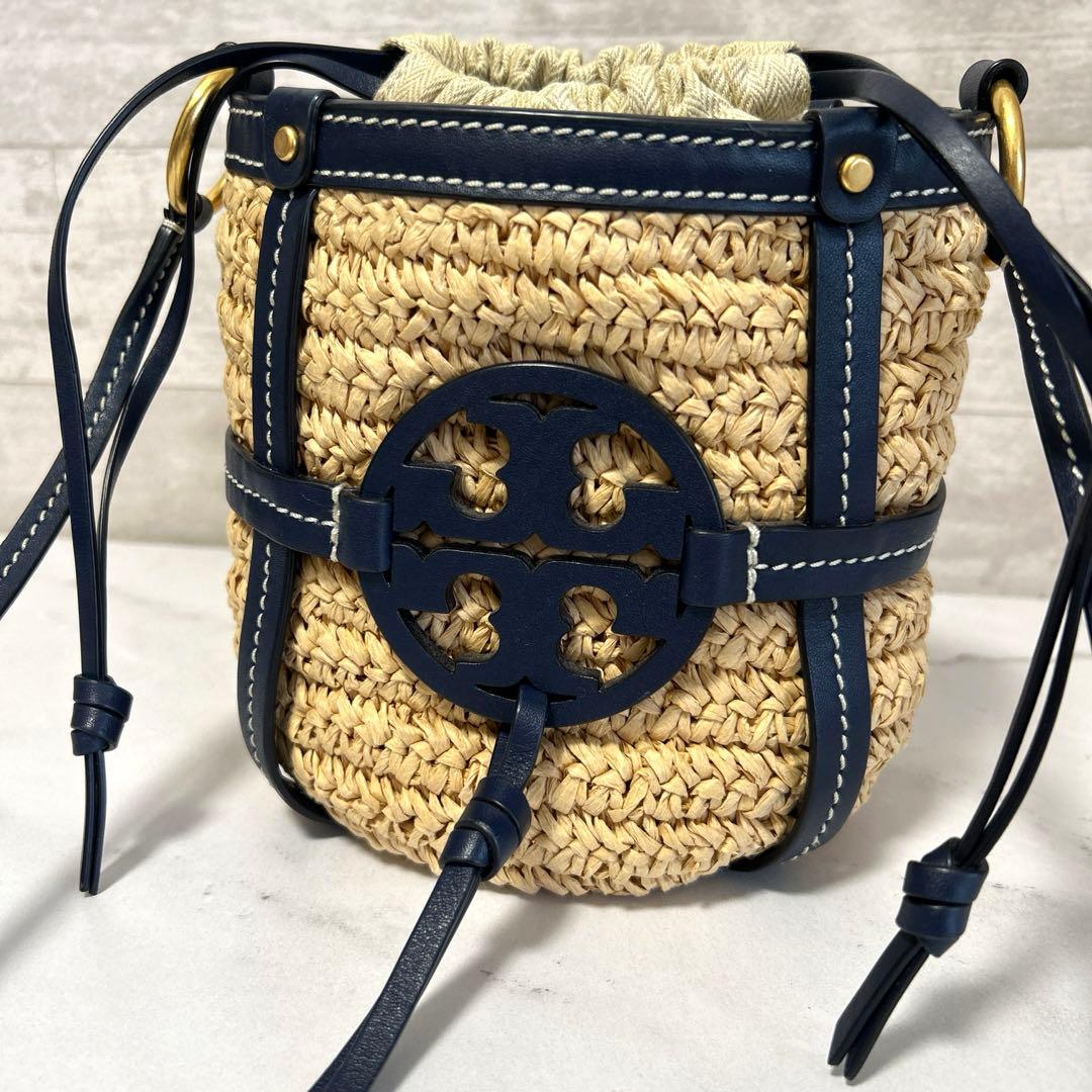 美品　トリーバーチ　Miller Straw Mini Bucket Bag